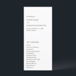 Minimalist Black and White Modern Wedding Program<br><div class="desc">Elegant black and white wedding program featuring a simple and minimal layout.  The left alignment gives this classic wedding program a modern element.  A minimal design that is great whether you are having a casual or a traditional / formal wedding.</div>