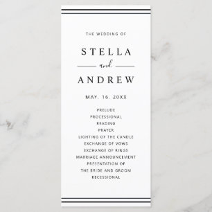 Minimalist Black and White Modern Wedding Program