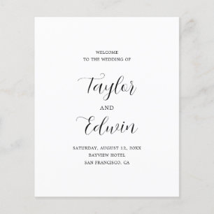 Minimalist Black and White Modern Wedding Program