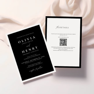 Minimalist Black and White Modern Wedding QR Code Invitation
