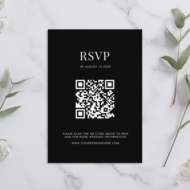 Minimalist Black and White Modern Wedding RSVP Card (Creator Uploaded)