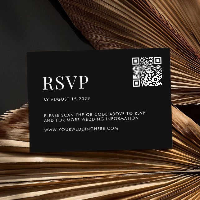 Minimalist Black and White Modern Wedding RSVP Card (Creator Uploaded)