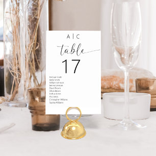 Minimalist Black and White Modern Wedding Table Number