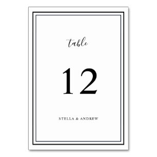 Minimalist Black and White Modern Wedding Table Number