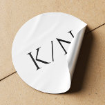 Minimalist black and white monogram wedding  classic round sticker<br><div class="desc">Simple minimal modern bold typography monogram bride and groom initials wedding sticker. Suitable to be used as an invitation envelope seal or as a favour label.</div>