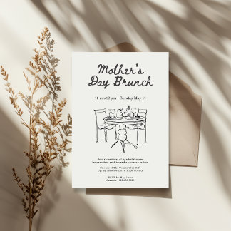 Minimalist Black and White Mother's Day Brunch Invitation