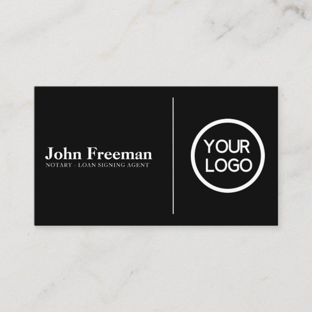 Minimalist Black and White Notary Signing Agent Business Card (Front)