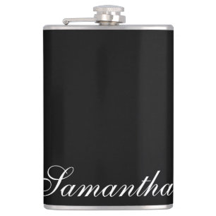 Minimalist Black and White Personalized Hip Flask