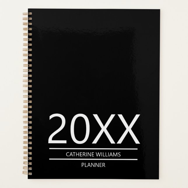 Minimalist Black And White Personalized Planner (Front)