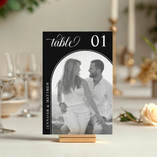 Minimalist Black and White Photo Arch Table Number