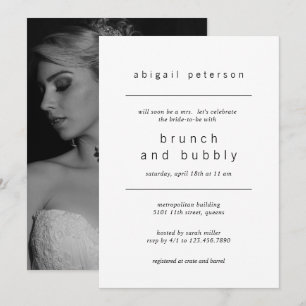 Minimalist Black and White Photo Bridal Brunch Invitation