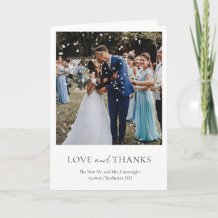 Minimalist Black and White Photo Classic Wedding Thank You Card