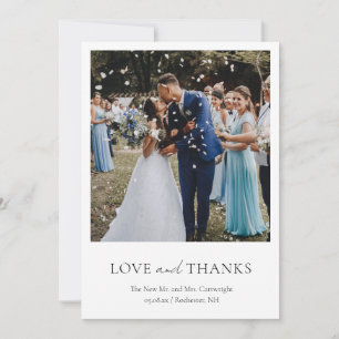 Minimalist Black and White Photo Classic Wedding Thank You Card