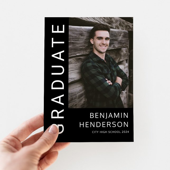 Minimalist Black And White Photo Graduation Announcement (Minimalist Black And White Photo Graduation Announcement)