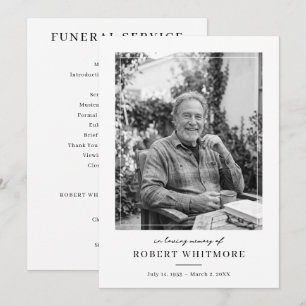 Minimalist Black and White Photo Memorial Program
