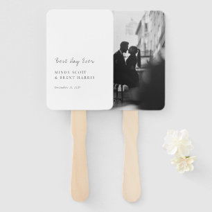 Minimalist Black and White Photo Modern Wedding Hand Fan