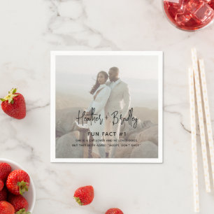 Minimalist Black and White Photo Modern Wedding Napkin