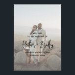 Minimalist Black and White Photo Modern Wedding Program<br><div class="desc">Modern wedding program featuring a simple design with your names in an elegant script typography and your event details in a minimalist sans serif font over your favourite photo. The design has a sheer overlay to allow the text to show up over your picture and may be removed in the...</div>