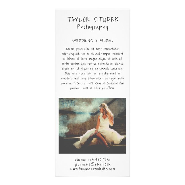 Minimalist Black and White Photography Price List Rack Card (Front)
