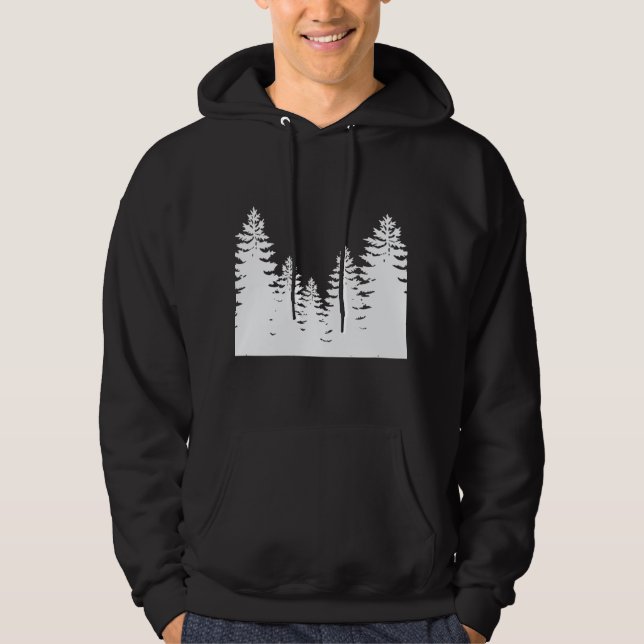 Minimalist black and white pine tree silhouette    hoodie (Front)