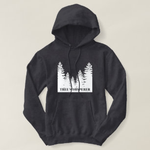 Minimalist black and white pine tree silhouette hoodie