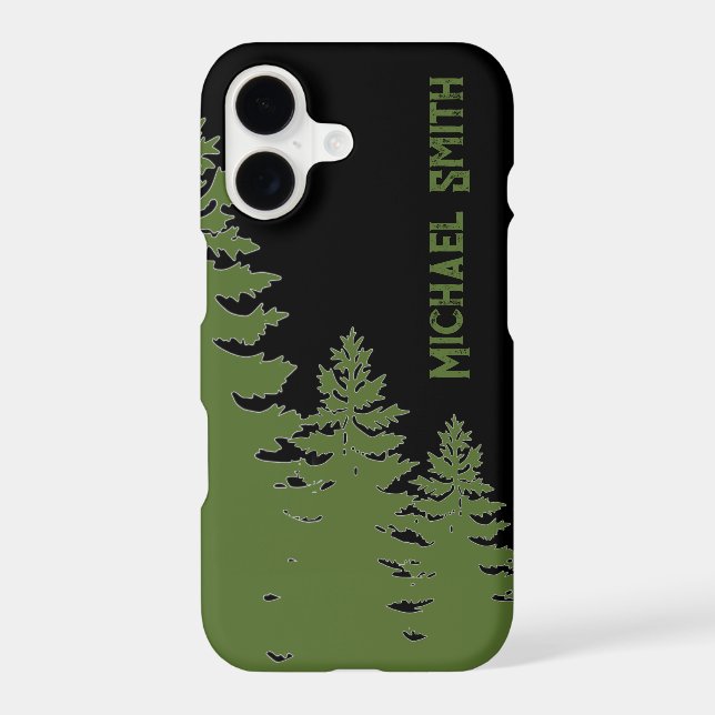 Minimalist black and white pine tree silhouette    iPhone case (Back)