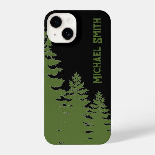 Minimalist black and white pine tree silhouette    iPhone 14 case