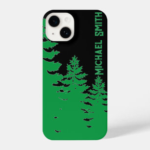 Minimalist black and white pine tree silhouette    iPhone 14 case