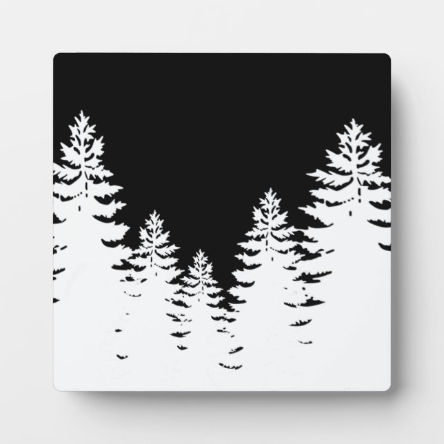 Minimalist black and white pine tree silhouette    plaque (Front)