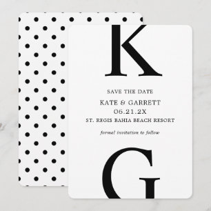 Minimalist Black and White Polka Dot Save the Date