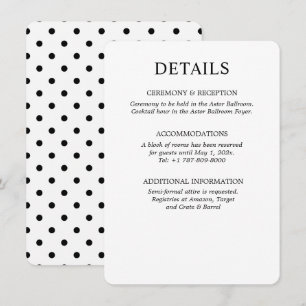 Minimalist Black and White Polka Dot Wedding Enclosure Card