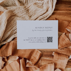 Minimalist Black and White QR Code Modern Wedding RSVP Card