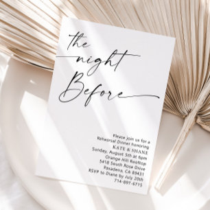 Minimalist Black and White Rehearsal Dinner Invitation