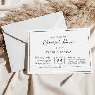 Minimalist Black and White Rehearsal Dinner Invitation