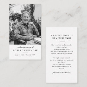 Minimalist Black and White Remembrance Prayer Card
