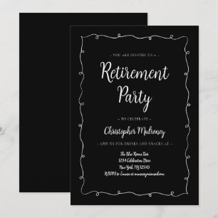 Minimalist Black and White Retirement Invitation