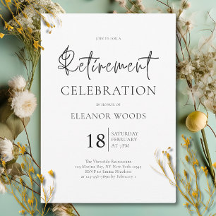Minimalist Black and White Retirement Party Invitation