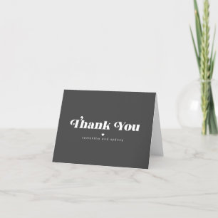 Minimalist Black and White Retro Typography Name Thank You Card