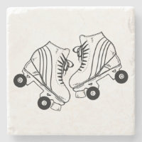 Minimalist Black And White Roller Skates Drawing 