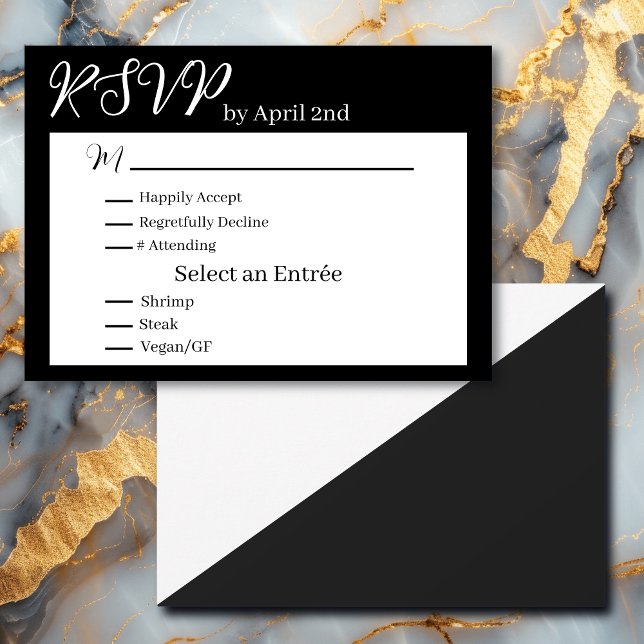 Minimalist Black and White RSVP and Entrée Choices (Creator Uploaded)