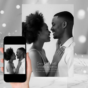 Minimalist Black and White Save the Date Simple