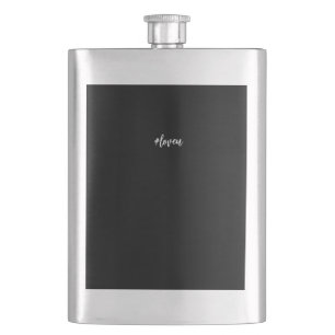Minimalist Black and white script chic Hip Flask