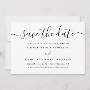 Minimalist Black and White Script Elegant Photo Save The Date