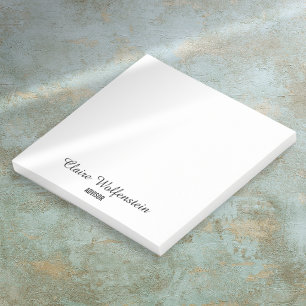 Minimalist Black and White Script Personalized Post-it Notes