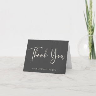 Minimalist Black and White Script Personalized Thank You Card