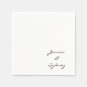 Minimalist Black and White Script Wedding Custom  Napkin