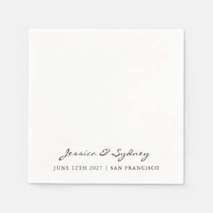 Minimalist Black and White Script Wedding Custom Napkin
