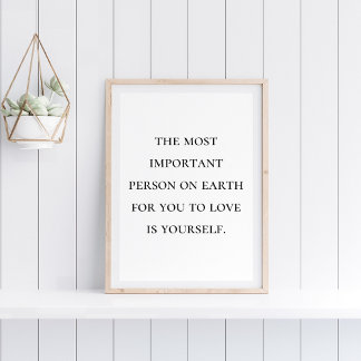 Minimalist Black and White Self Love Quote  Poster