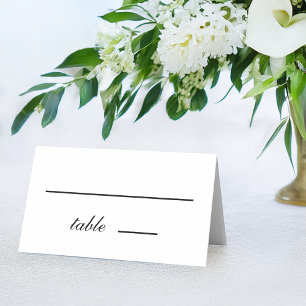 Minimalist Black and White Simple Script Wedding Place Card