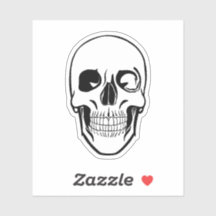 Minimalist Black and White Skull Sticker